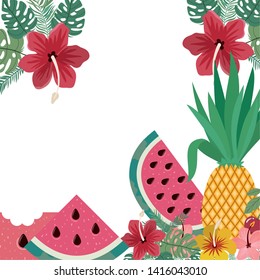pattern of delicious tropical fruits of summer