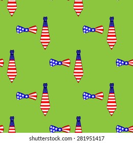 pattern depicting a butterfly tie and a tie in the form of an American flag. Happy Father's Day