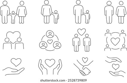 A pattern depicting a family, a father with a child, and parents with a child. Pictures love, family, parenthood.