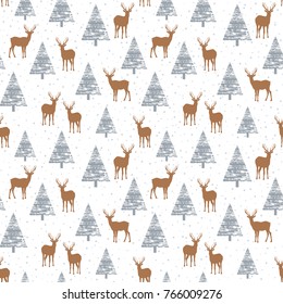 The pattern depicting the forest. Christmas seamless background. Winter backdrop. Vector illustration.