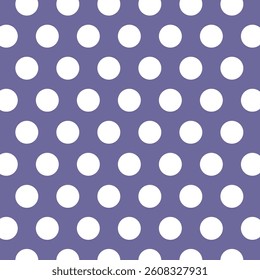 The pattern is described as ultra violet polka dots, featuring white dots on a purple background. 
