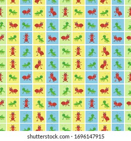 pattern design with ant and grasshopper ornaments
