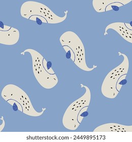 pattern design for baby fashion with cute whale drawing as vector
