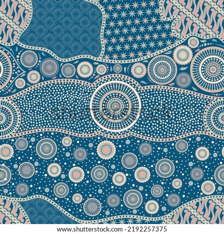 the pattern design blends batik with aboriginal style for textiles.
