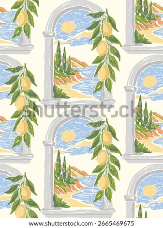 pattern design for capri, Amalfi cost Italian vibes, summer pattern design, lemon print design. tropical Italian vector pattern . vintage allover print design. Italian background art. t shirt pr
