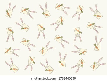 pattern design of carrot and rabbit. Vector Illustration for fabric, print.