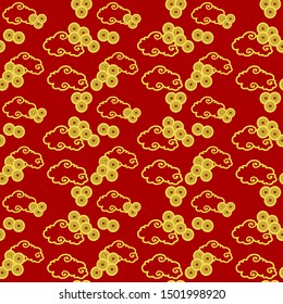 Pattern design chinese style with ancient chinese cions and clouds.
