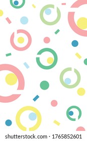 Pattern design circle and colorful flake on white background.