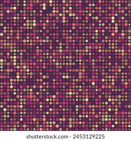 Pattern design. Circles in multiple colors. Deep purple, rosy pink, dark plum, mauve, muted green. Excellent vector illustration.