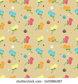 Pattern design with colorful roses
