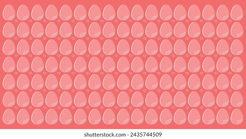 Pattern design created from minimalist eggs and heart shapes