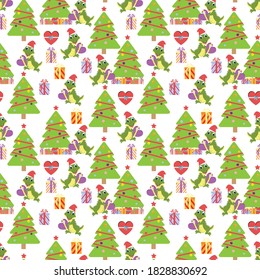 pattern design with cute alligator cartoon celebrating christmas