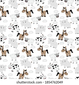 diseño de patrones con adorno de dibujos animados de animales lindos