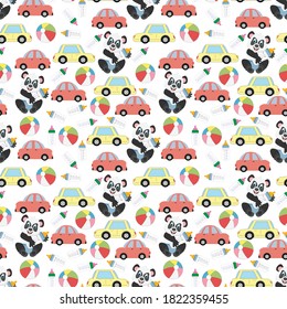 pattern design with cute baby panda illustration ornament