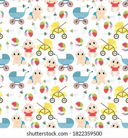 diseño de patrones con adorno de ilustración de bebé y acolchador lindo