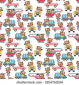 pattern design with cute bear animal cartoon ornament