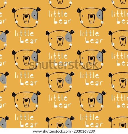 pattern design with cute bear head drawing as vector for baby fashion