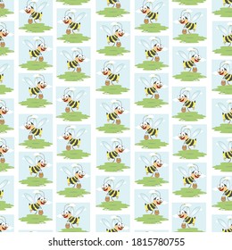 diseño de patrones con adorno de ilustración de abejas lindas