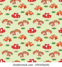 pattern design with cute colorful mushroom ornament