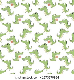 diseño de patrones con adorno de dibujos animados de cocodrilos bonitos