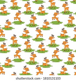 pattern design with cute deer animal character ornament