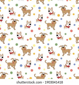 pattern design with cute dog cartoon ornament