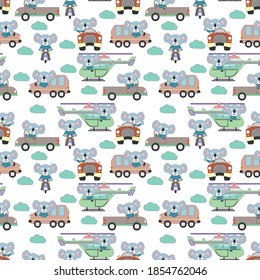 diseño de patrones con adorable adorno de dibujos animados de animales de koala