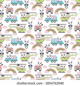 diseño de patrones con adorable adorno de dibujos animados para animales pandas
