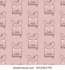 pattern design with cute princess bunny drawing as vector