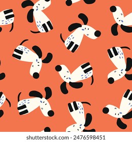 pattern design with cute puppy drawing for baby fashion as vector