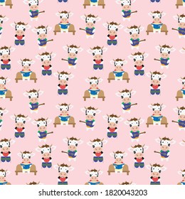 pattern design with cute tiger animal cartoon ortnament