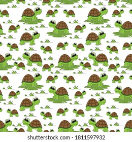pattern design with cute turtle character ornaments