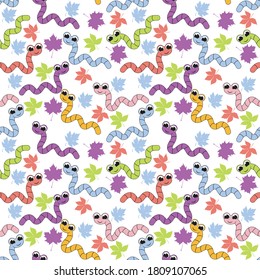 pattern design with cute worm character ornament