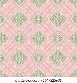 Pattern design with diamonds in pink and green