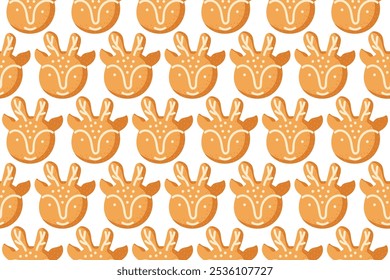 Pattern design featuring stylized deer heads in warm tones on a white background