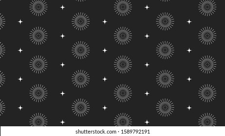 Pattern design of fireworks, particles and stars. Minimalist pattern design background for new year eve, party and poster.