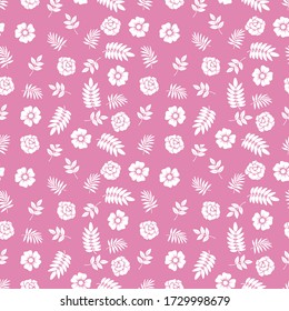 pattern design with floral and leaf ornaments on a pink background