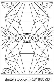 Pattern design of glaring diamonds in line art style for printable coloring page - Portrait or Vertical A3 paper size