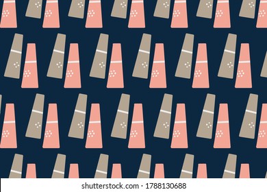 Pattern design with hand drawn salt cellar. Vector illustration with dark blue, grey, rose colors