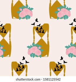Pattern design with hour glass and roses, perfect to use on the web or in print