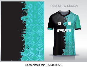 Diseño de patrones, ilustración, fondo textil para camiseta deportiva, camiseta camiseta de fútbol para el club de fútbol. vista frontal coherente