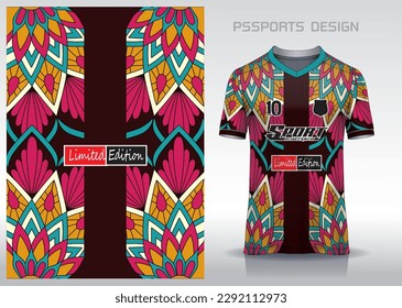 Pattern design, illustration, textile background for sports t-shirt, football jersey shirt mockup for football club. consistent front view