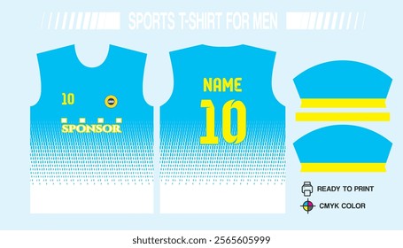 Pattern design, illustration, textile background for sports t-shirt, football jersey shirt mockup for football club. consistent front view