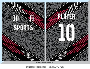 Pattern design, illustration, textile background for sports t-shirt, football jersey shirt mockup for football club.