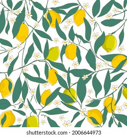 Pattern design with lemons and leaf.pattern design.Design for print ,fabric,Cover book.
