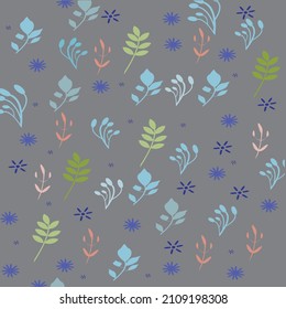 PATTERN DESIGN In love with Nature. Floral leaf and flower elements to support Earth and Nature and share some love to the world of plants and animals. Pastel colors. Spring and Summer time.