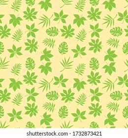 pattern design with ornaments in various forms of green leaves