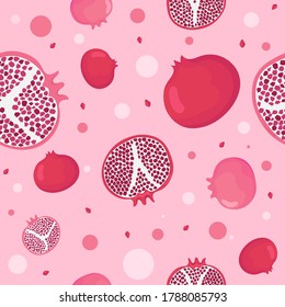 Pattern design with pomegranate.seamless pattern.background design.pink background with pomegranate