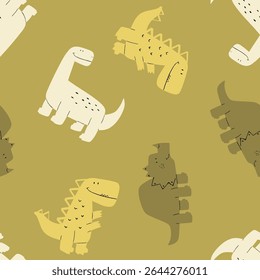 pattern design with pretty dinosaurs drawing as vector
