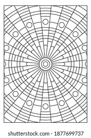 Pattern design of radiate light in line art style for printable coloring page - Portrait or Vertical format in EPS 8